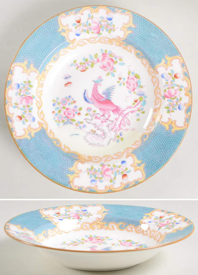 Cockatrice Turquoise (smooth) Rim Soup Bowl by Minton-1