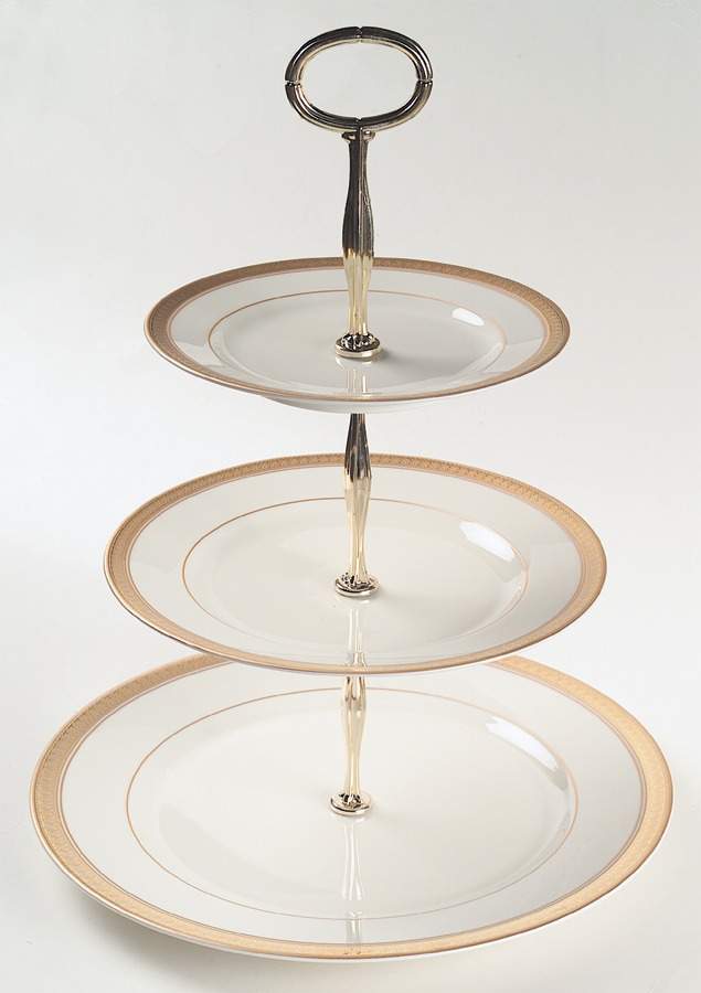 Palatial Gold 13 7/8"-14 1/4" 3-Tiered Serving Tray(DP,SP,BB) HC by Mikasa-1