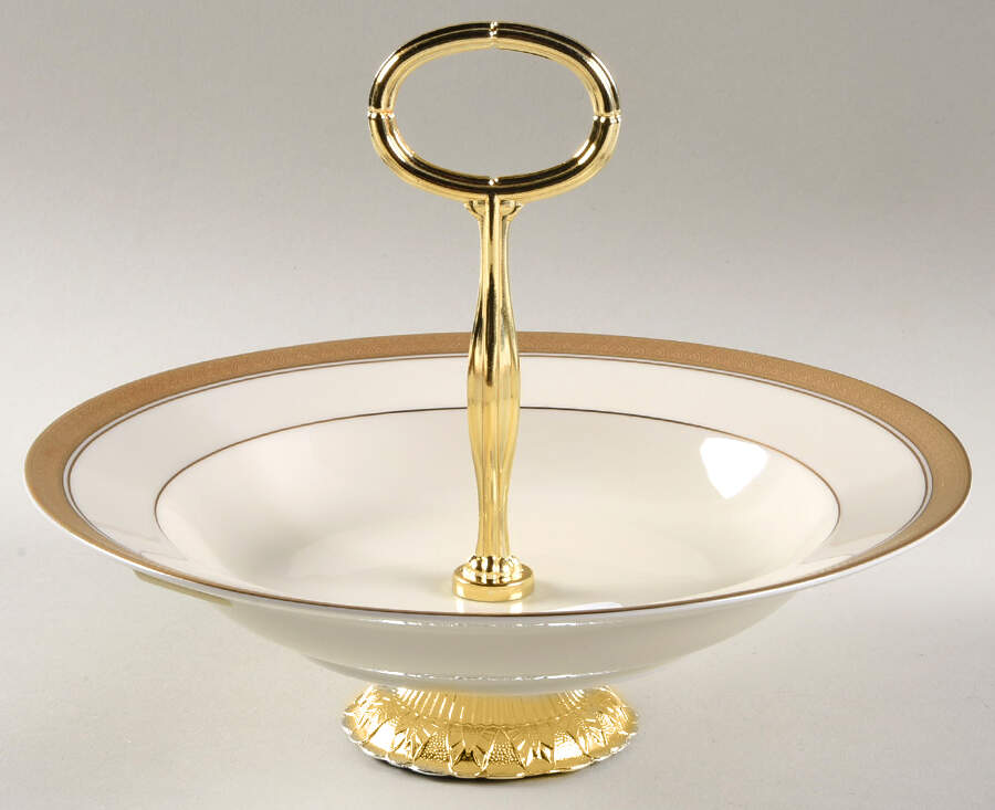 Palatial Gold 6"-7" Handled Footed Nut Dish HC by Mikasa-1