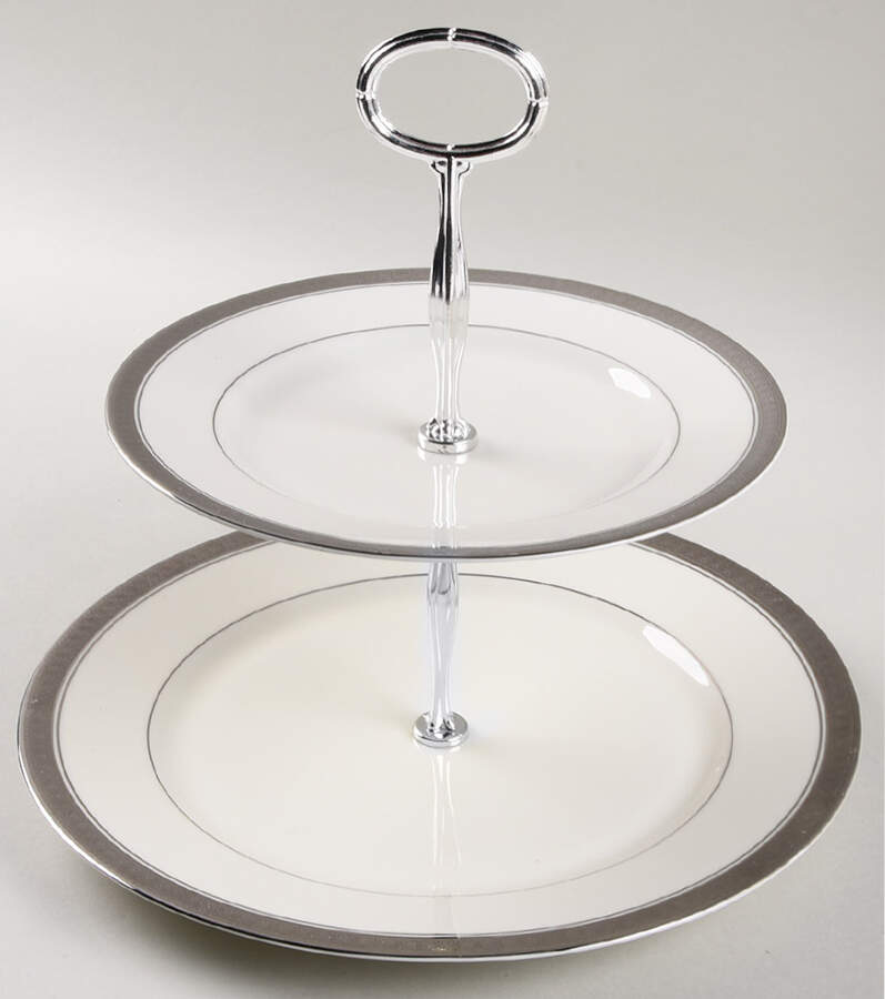 Palatial Platinum 6 5/8"-10"  2 Tiered Serving Tray (Dp, Sp) HC by Mikasa-1