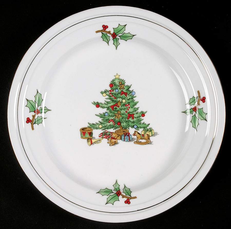 Home for the Holidays (Gold Band&Trim) Salad Plate by Meiwa-1