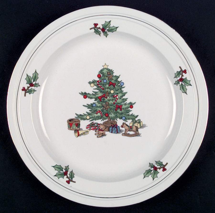 Home for the Holidays (Gold Band&Trim) Dinner Plate by Meiwa-1