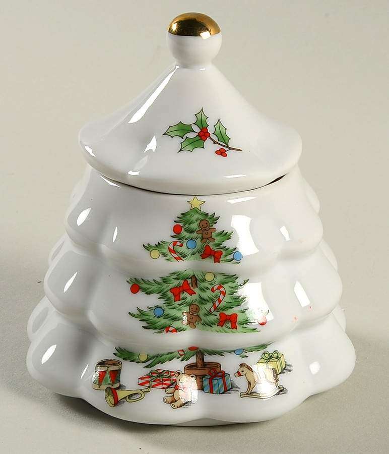 Home for the Holidays (Gold Band&Trim) Sugar Bowl & Lid by Meiwa-1