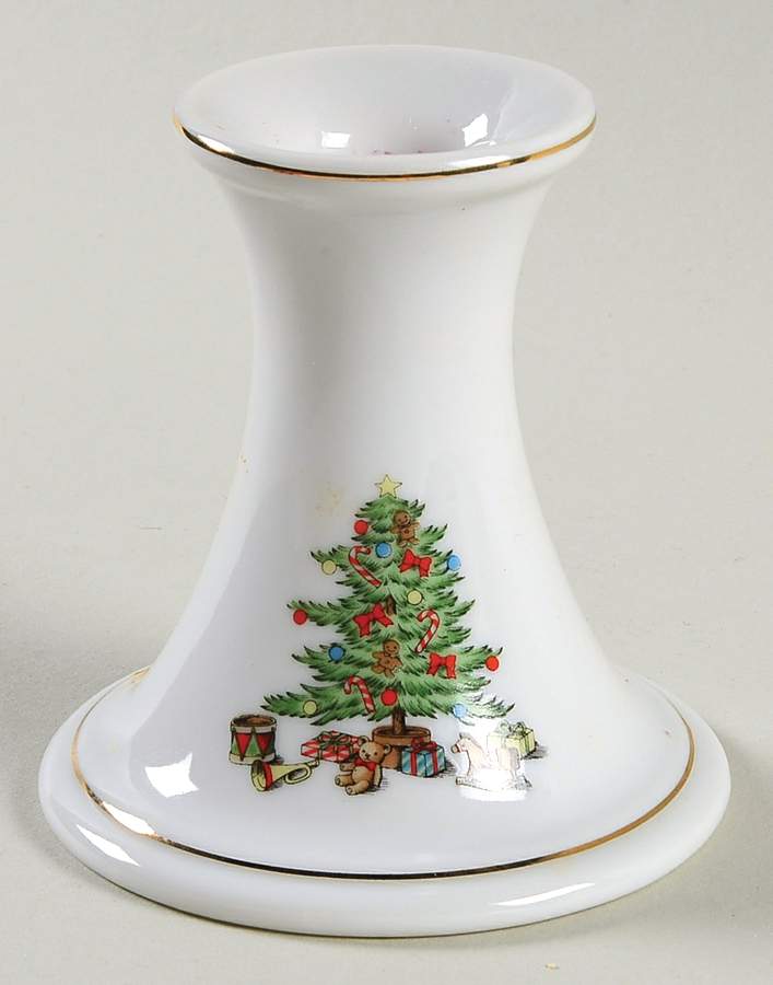 Home for the Holidays (Gold Band&Trim) Single Light Candlestick by Meiwa-1