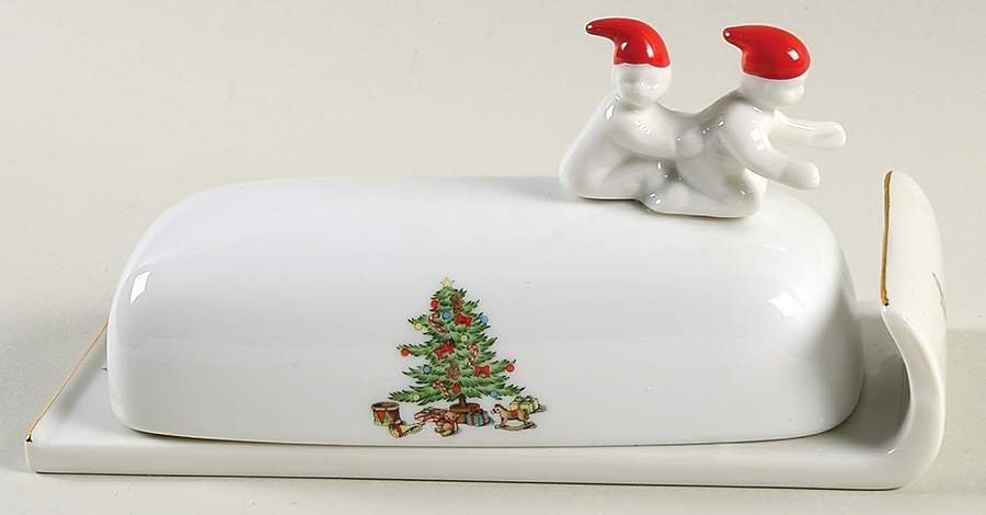 Home for the Holidays (Gold Band&Trim) 1/4 Lb Covered Butter by Meiwa-1