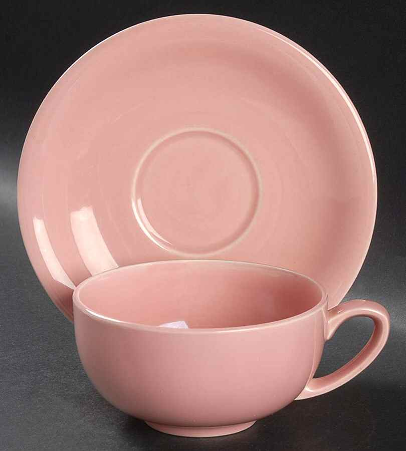 Casual California Dawn Pink Flat Cup & Saucer Set by Metlox - Poppytrail - Vernon-1