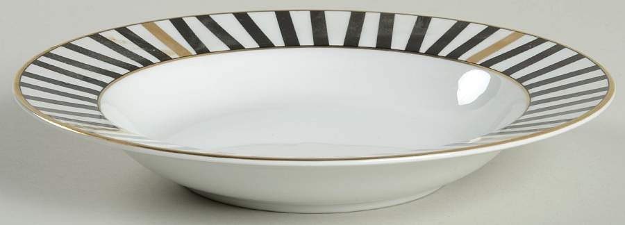 Varsity Black Rim Soup Bowl by Mikasa-1