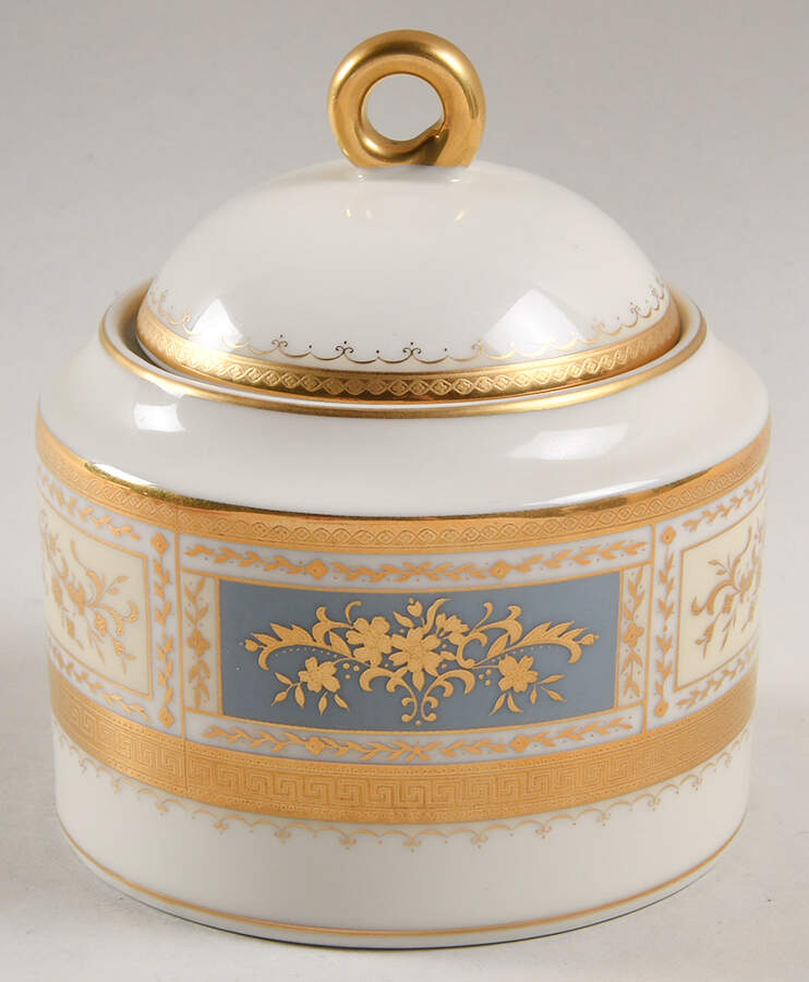 Pompadour Blue Sugar Bowl & Lid by Mikasa-1