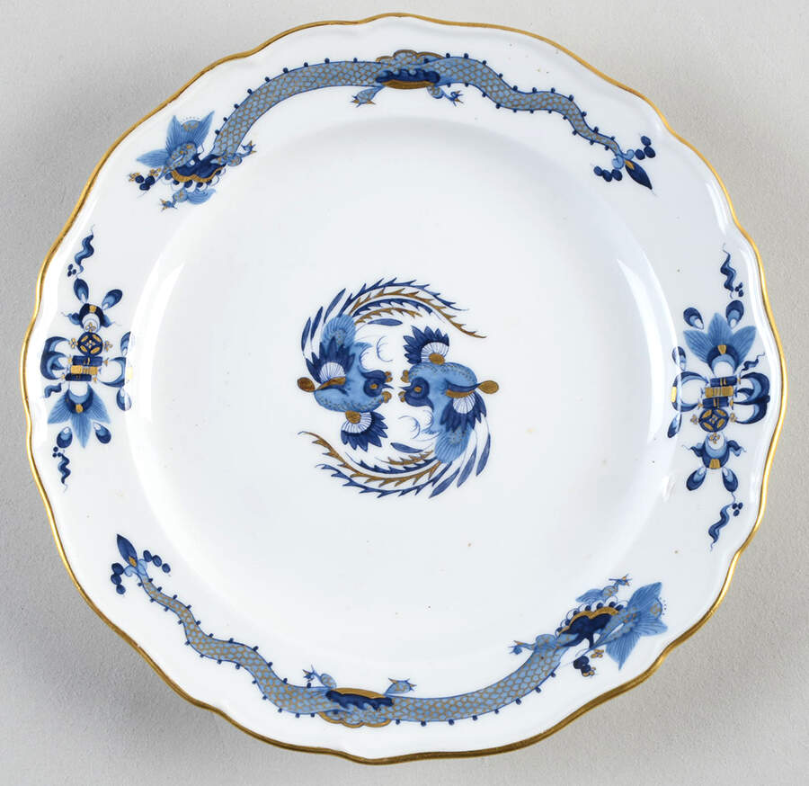 Dragon Blue (Gold Accent) Salad/Dessert Plate by Meissen (Germany)-1