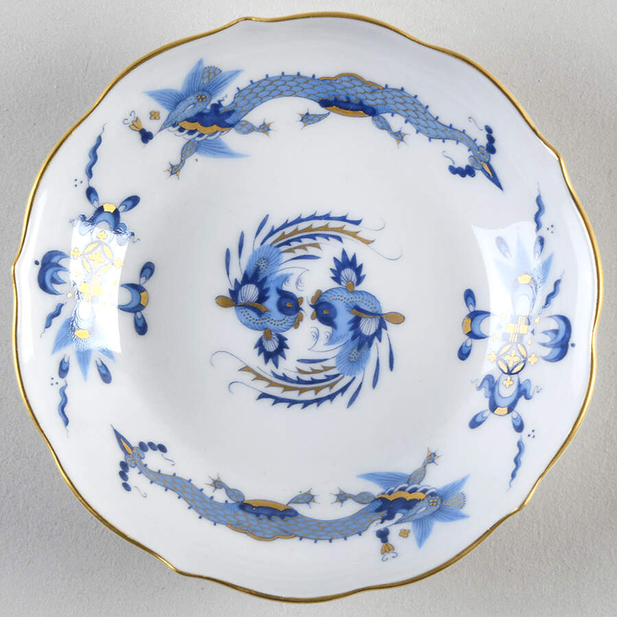 Dragon Blue (Gold Accent) Saucer for Flat Demitasse Cup by Meissen (Germany)-1