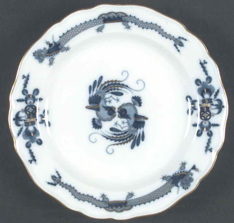 Dragon Blue (Gold Accent) Salad/Dessert Plate by Meissen (Germany)-1