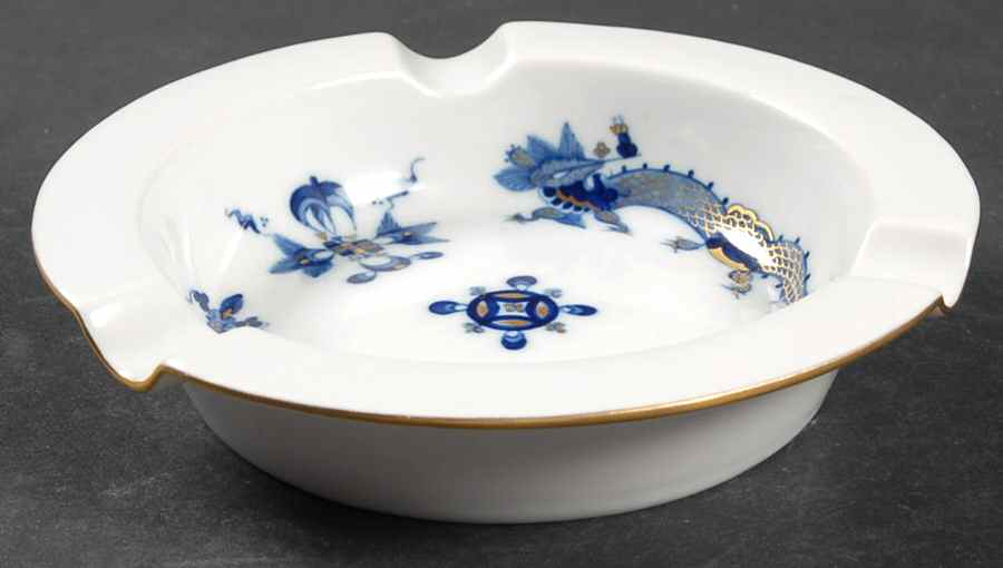 Dragon Blue (Gold Accent) 4" Ashtray by Meissen (Germany)-1