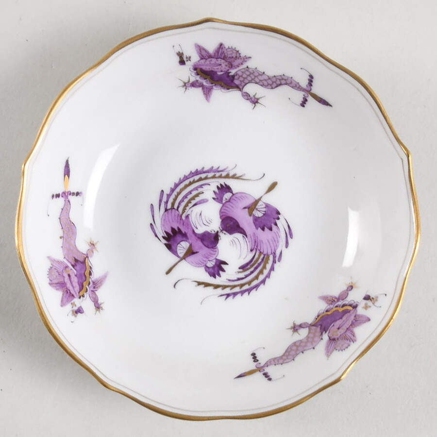 Dragon Lilac (Gold Accent) Saucer for Flat Demitasse Cup by Meissen (Germany)-1