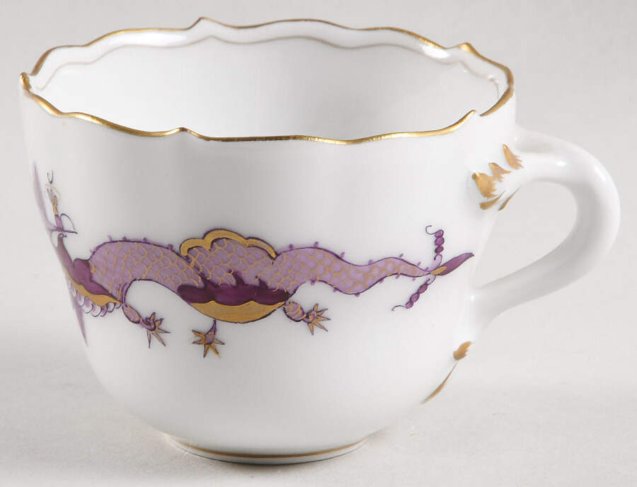 Dragon Lilac (Gold Accent) Flat Demitasse Cup by Meissen (Germany)-1