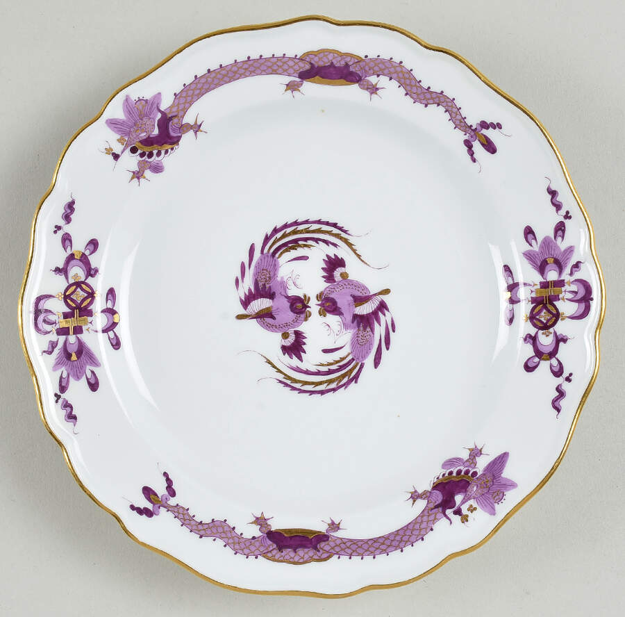 Dragon Lilac (Gold Accent) Dessert/Pie Plate by Meissen (Germany)-1