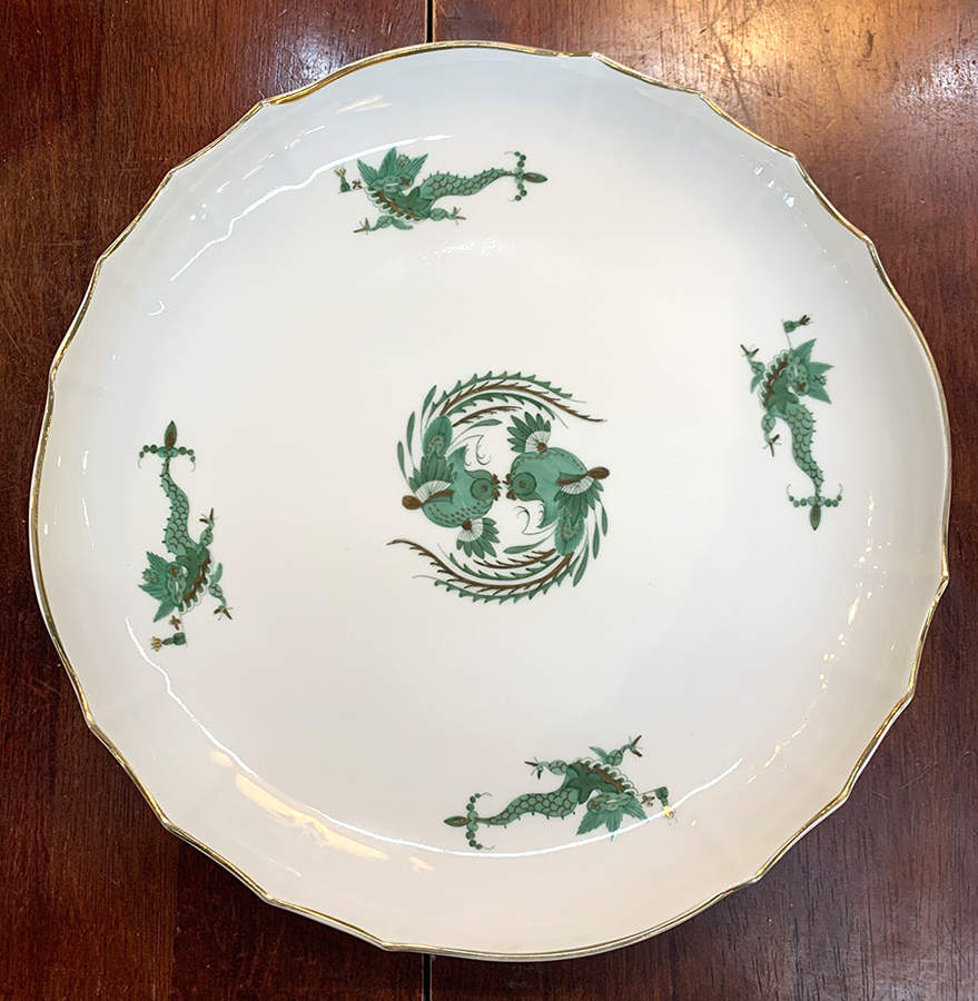 Dragon Green Round Shallow Bowl by Meissen (Germany)-1