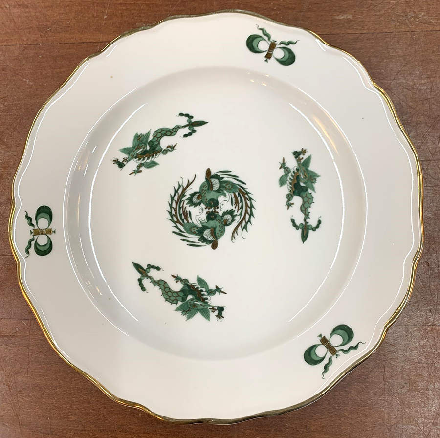Dragon Green Dessert/Pie Plate by Meissen (Germany)-1