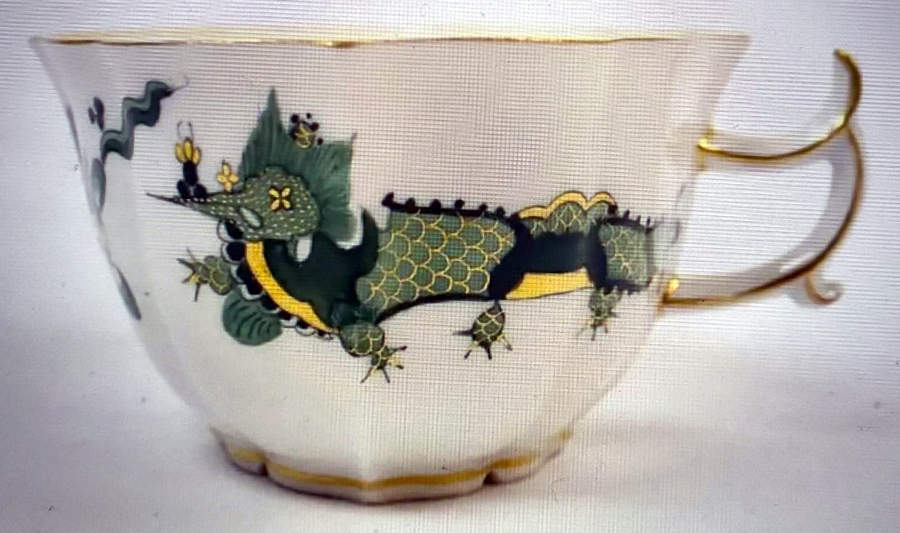 Dragon Green Flat Cup by Meissen (Germany)-1