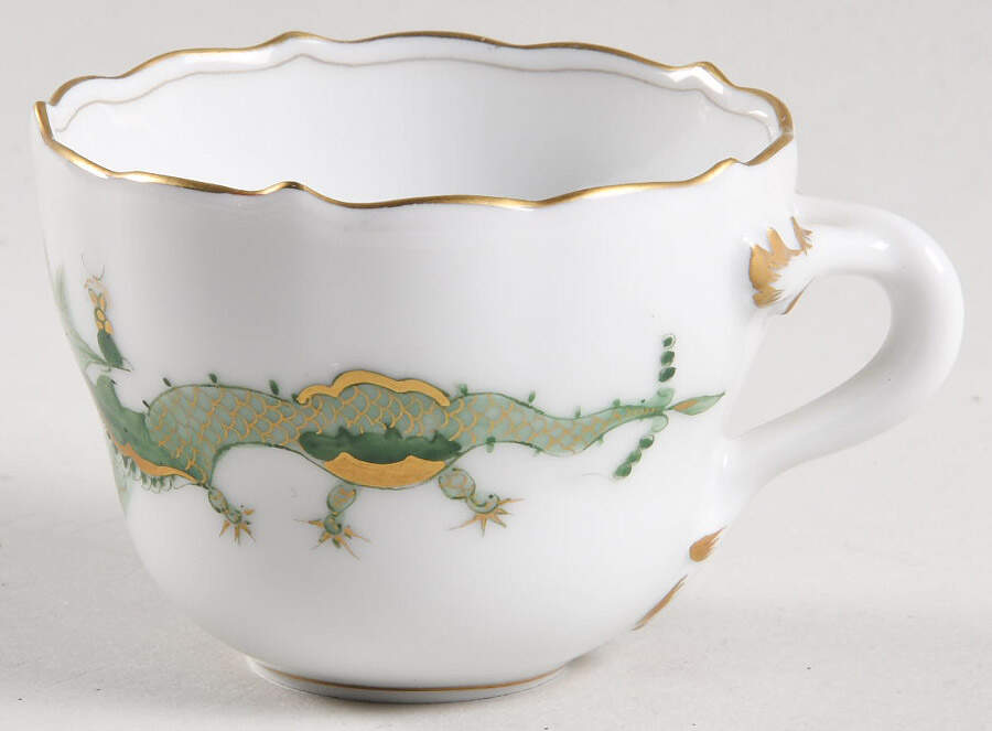 Dragon Green Flat Demitasse Cup by Meissen (Germany)-1