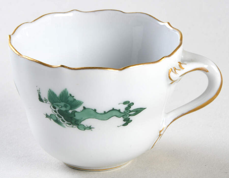 Dragon Green Flat Demitasse Cup by Meissen (Germany)-1