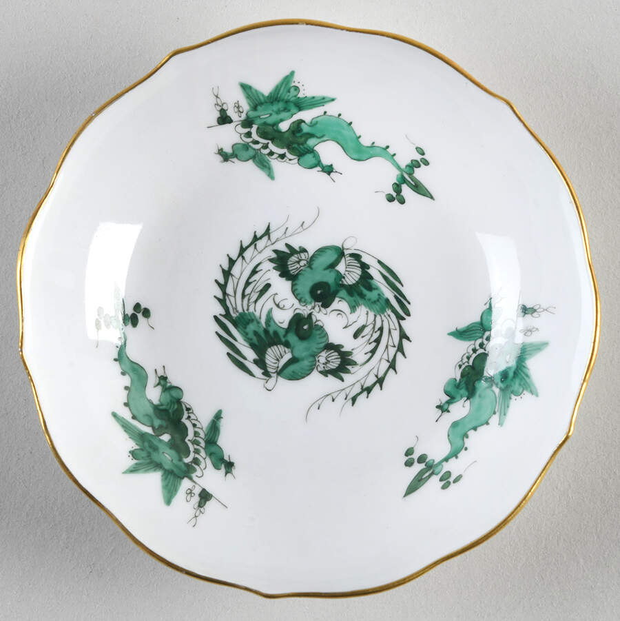 Dragon Green Saucer for Flat Demitasse Cup by Meissen (Germany)-1