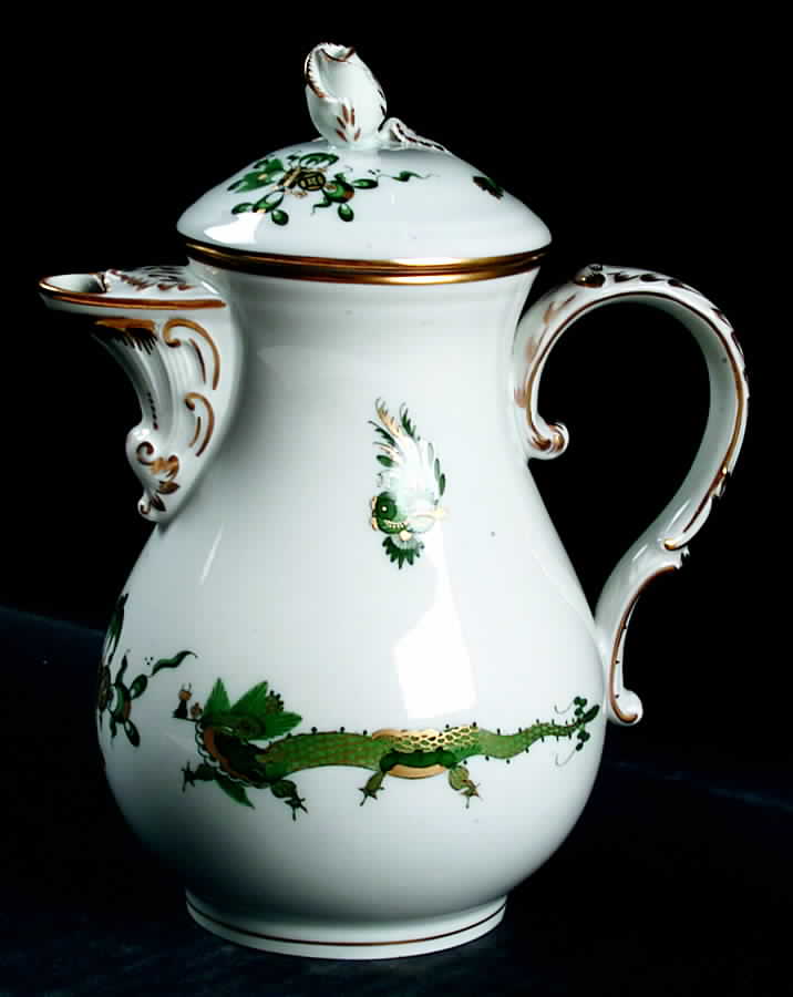 Dragon Green Mini Coffee Pot & Lid by Meissen (Germany)-1