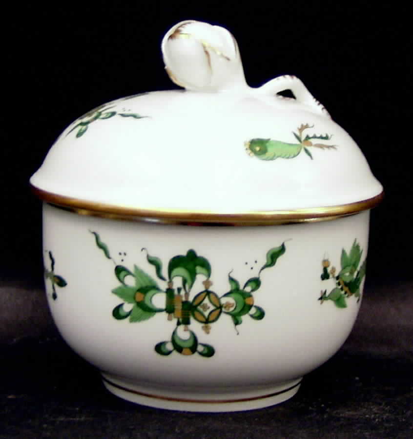 Dragon Green Mini Sugar Bowl & Lid by Meissen (Germany)-1