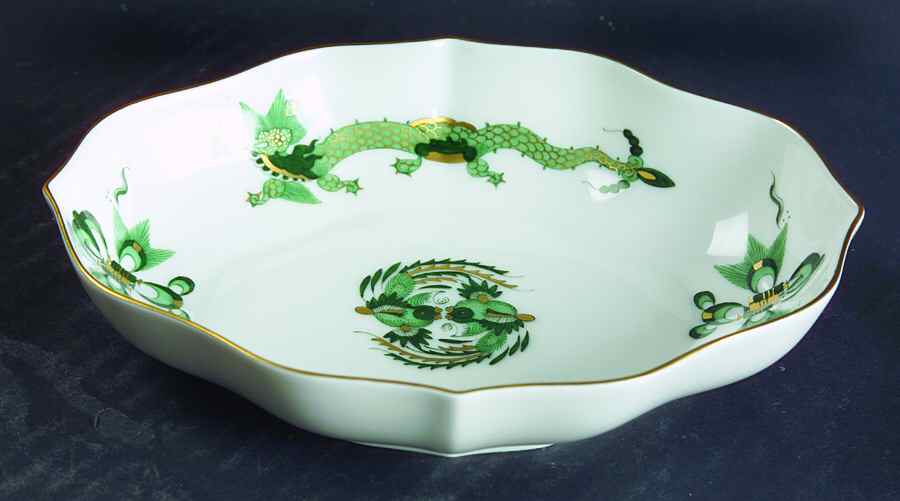 Dragon Green Small Oval Tray by Meissen (Germany)-1