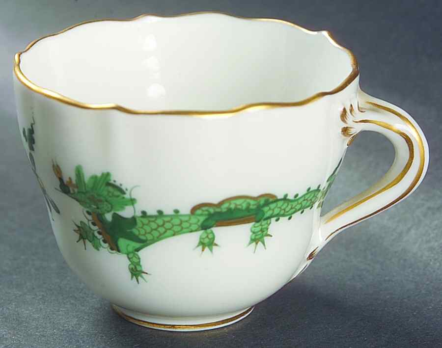 Dragon Green Flat Demitasse Cup by Meissen (Germany)-1