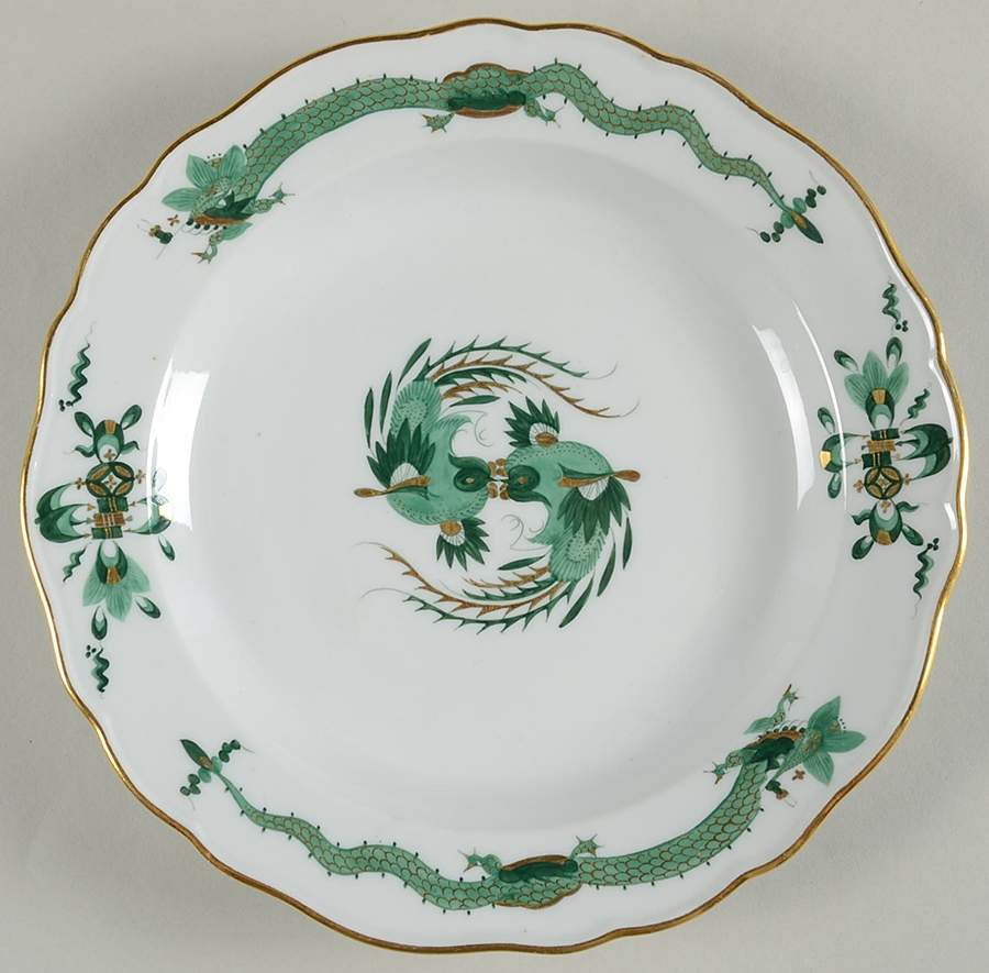 Dragon Green Luncheon Plate by Meissen (Germany)-1