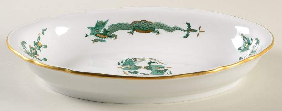 Dragon Green 10" Oval Vegetable Bowl by Meissen (Germany)-1