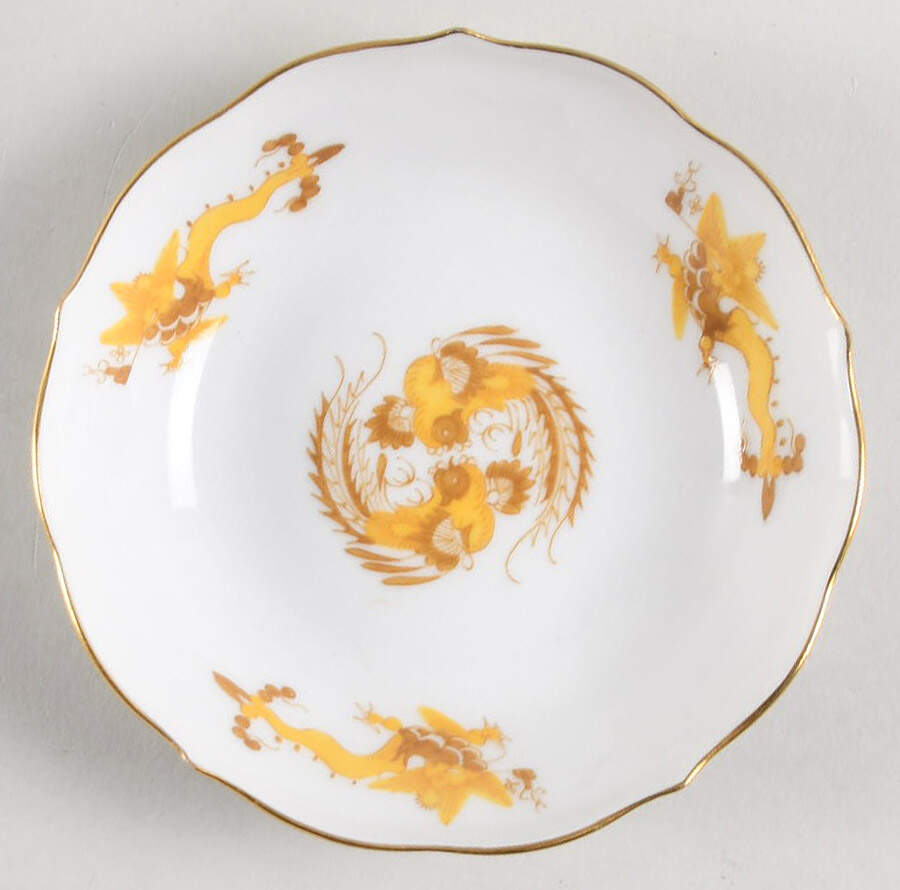 Dragon Yellow (Gold Accent) Saucer for Flat Demitasse Cup by Meissen (Germany)-1