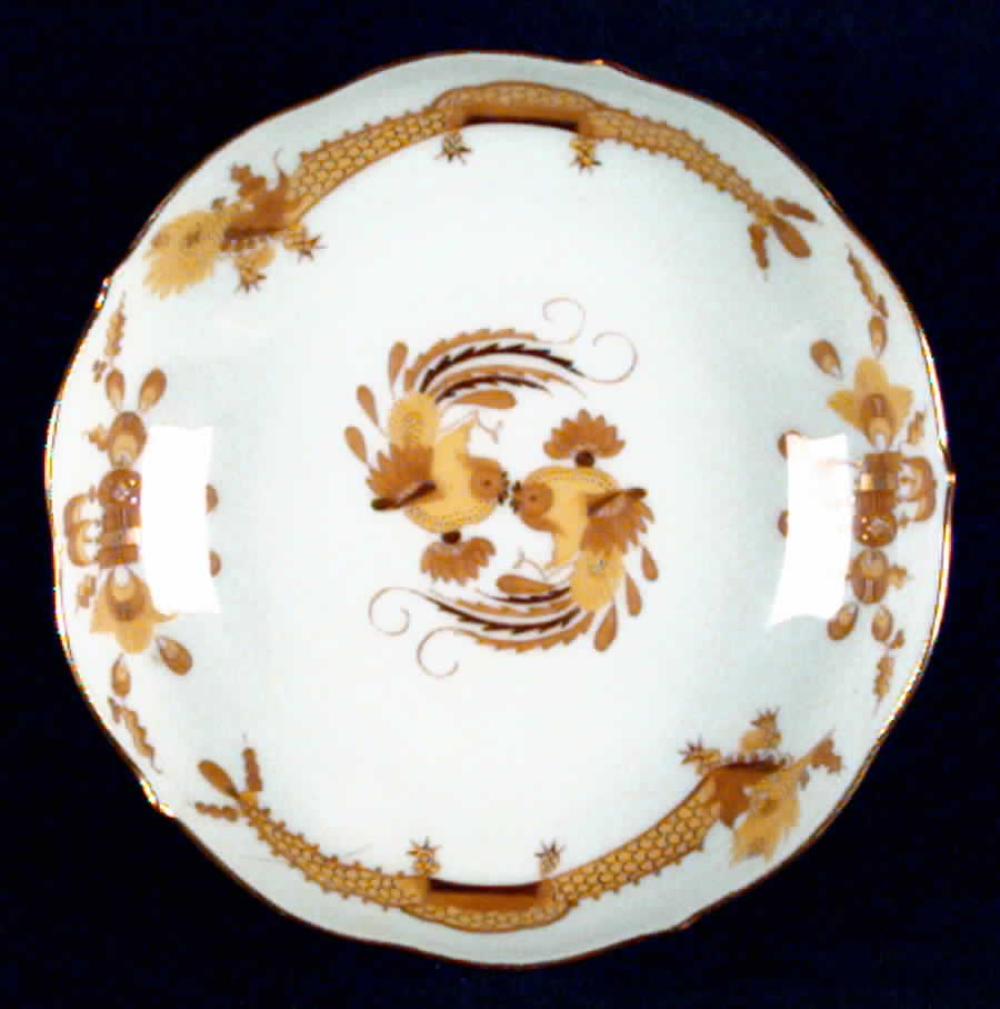 Dragon Yellow (Gold Accent) Fruit/Dessert (Sauce) Bowl by Meissen (Germany)-1