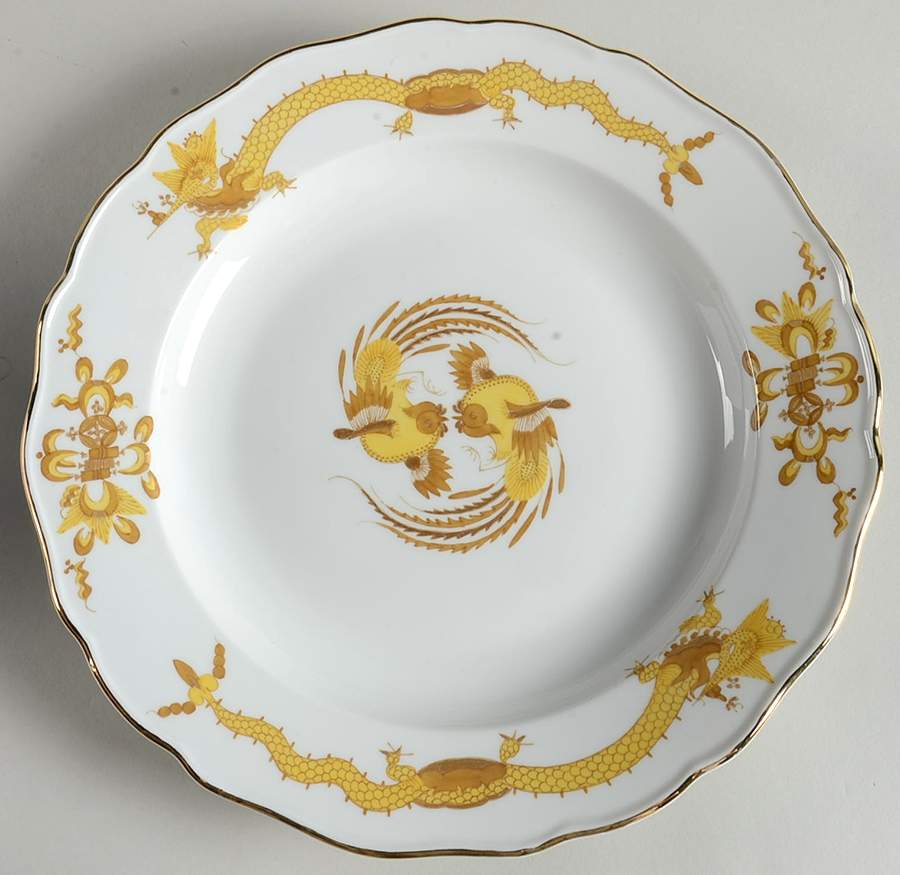 Dragon Yellow (Gold Accent) Dinner Plate by Meissen (Germany)-1