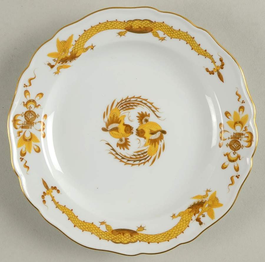 Dragon Yellow (Gold Accent) Dessert/Pie Plate by Meissen (Germany)-1