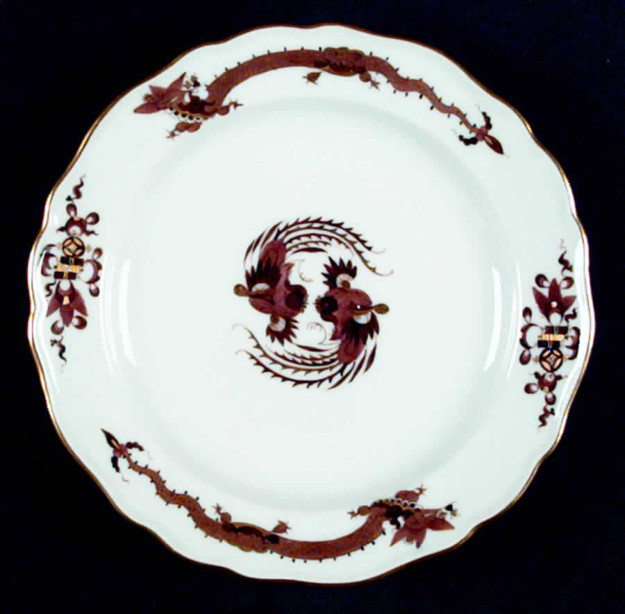 Dragon Brown (Gold Accent) Salad Plate by Meissen (Germany)-1