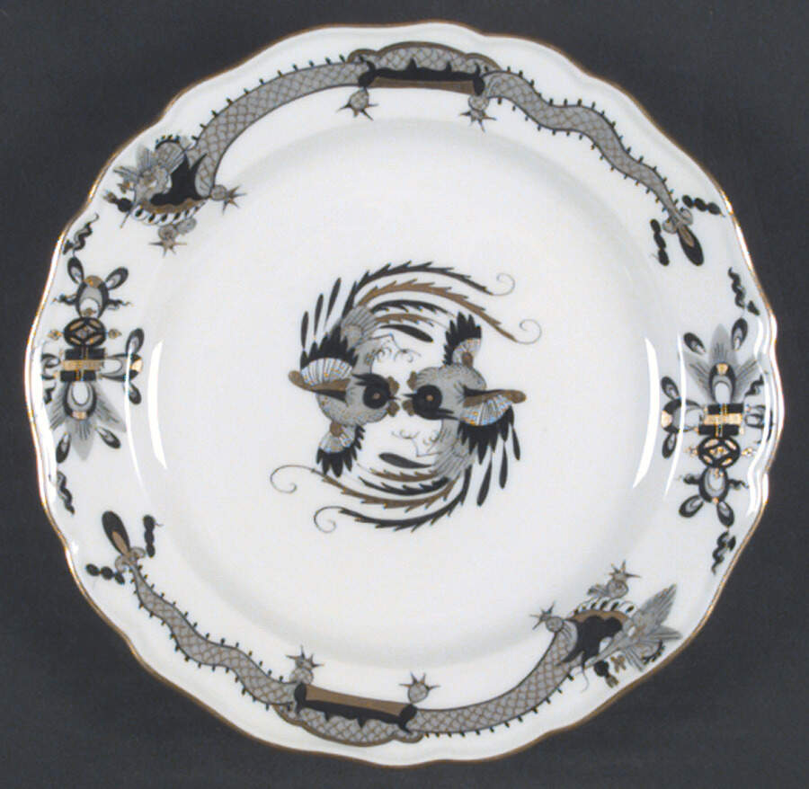 Dragon Black (Gold Accent) Salad Plate by Meissen (Germany)-1