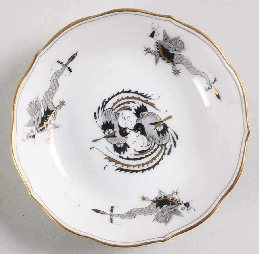 Dragon Black (Gold Accent) Saucer for Flat Demitasse Cup by Meissen (Germany)-1