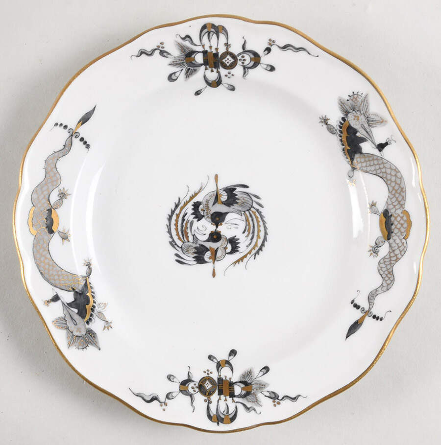 Dragon Black (Gold Accent) Bread & Butter Plate by Meissen (Germany)-1