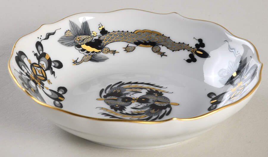 Dragon Black (Gold Accent) Butter Pat by Meissen (Germany)-1