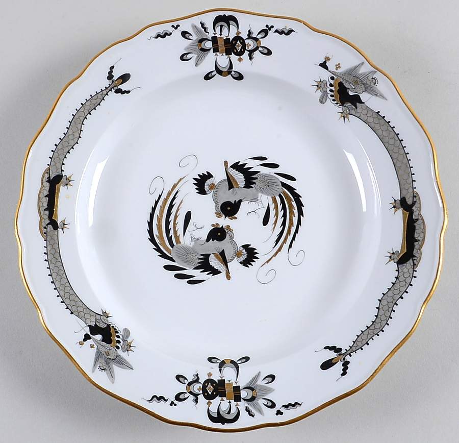 Dragon Black (Gold Accent) Dinner Plate by Meissen (Germany)-1