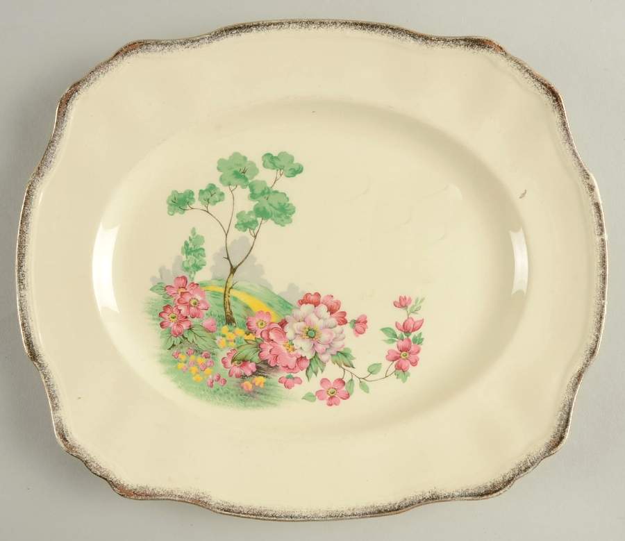 English Meadow 11" Oval Serving Platter by Alfred Meakin-1