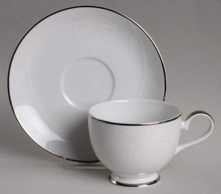 Fleur De Lis Platinum Footed Cup & Saucer Set by Mikasa-1