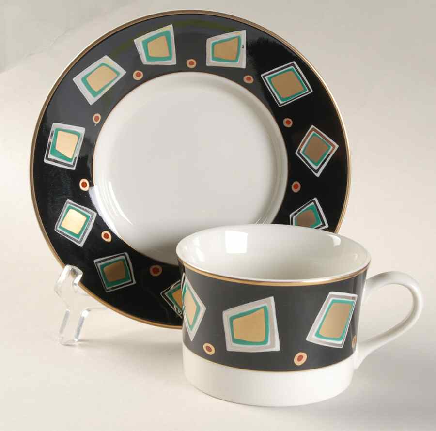 Trafalgar Onyx Flat Cup & Saucer Set by Mikasa-1