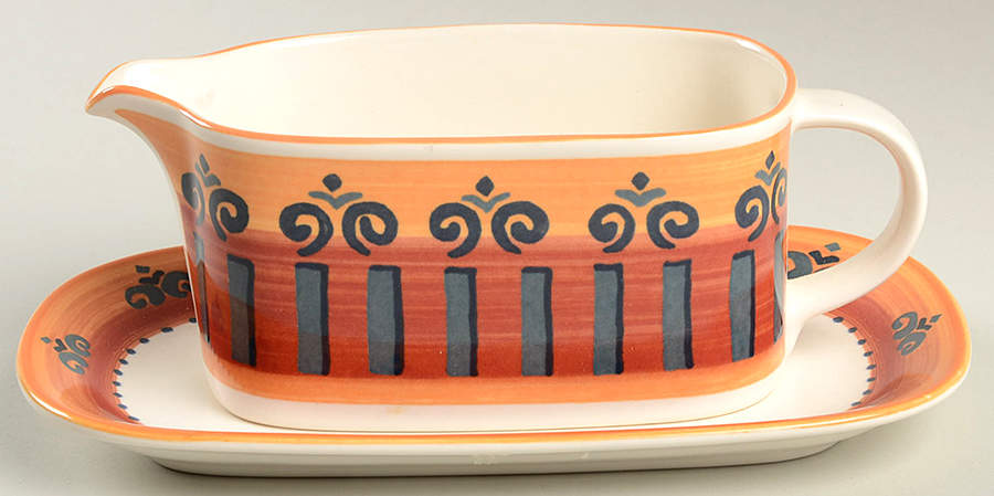Granada Red Gravy Boat & Underplate (Relish/Butter) by Mikasa-1
