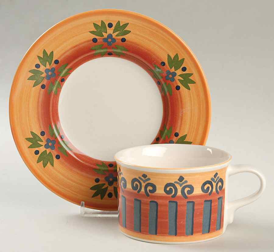 Granada Red Flat Cup & Saucer Set by Mikasa-1