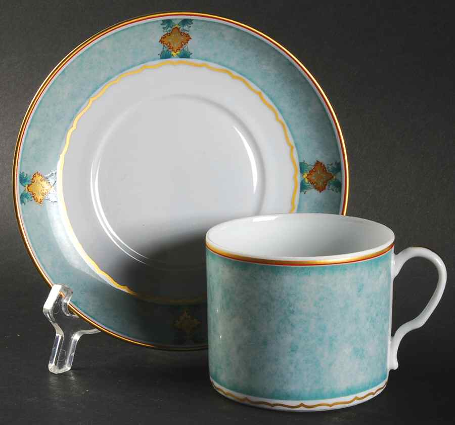 Merian Mist Flat Cup & Saucer Set by Mottahedeh-1