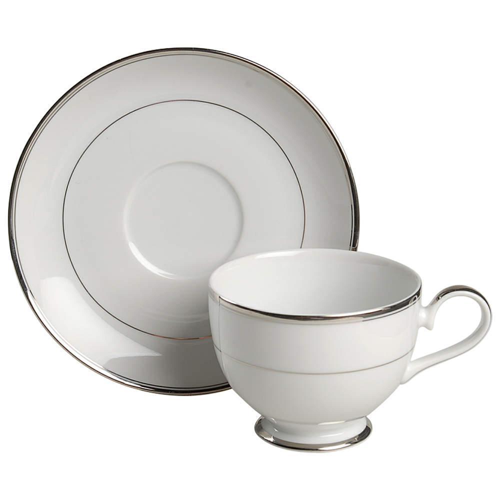 Classic Platinum Footed Cup & Saucer Set by Mikasa-1