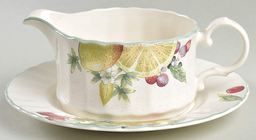 Natures Scenery Round Gravy Boat & Underplate (Salad Plate) by Mikasa-1