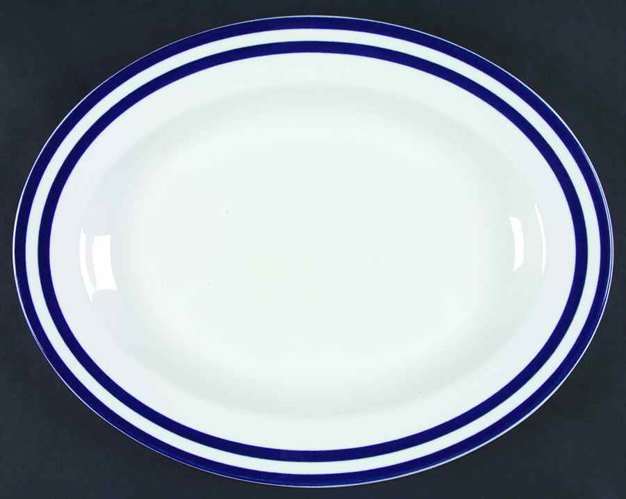 Indigo Track 14" Oval Serving Platter by Mikasa-1
